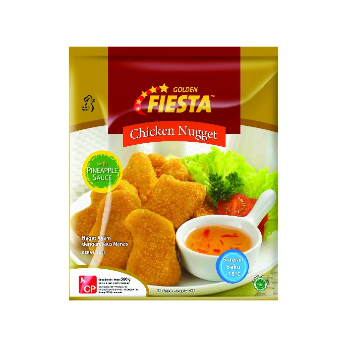 CHICKEN NUGGET W PINEAPPLE SAUCE GOLDEN FIESTA NAGET AYAM DENGAN SAUS NANAS 500GR  HALAL