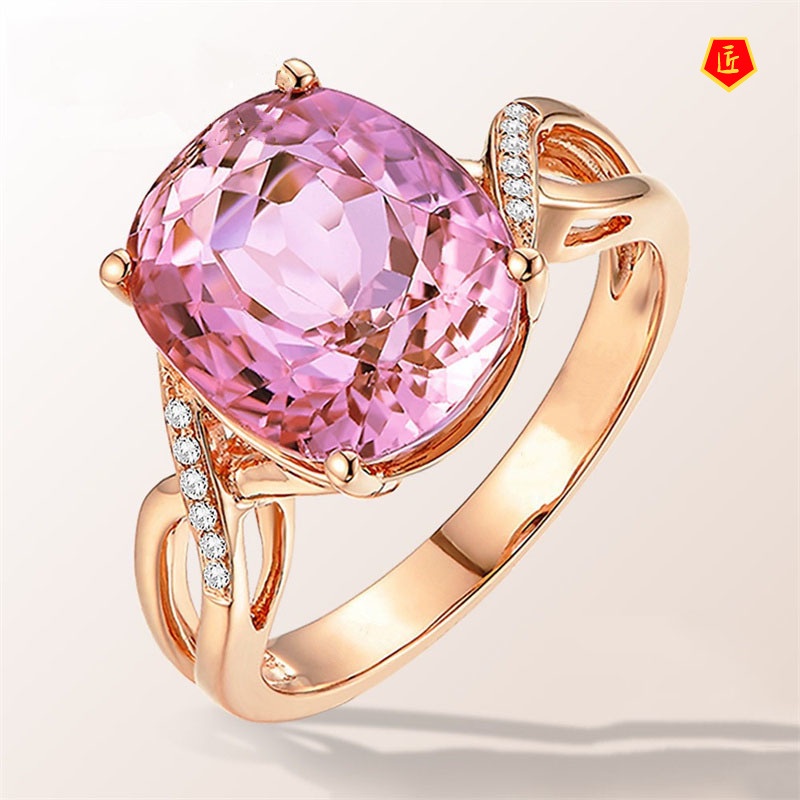 [Ready Stock]Fashion Pink Crystal Ring Temperament Elegant