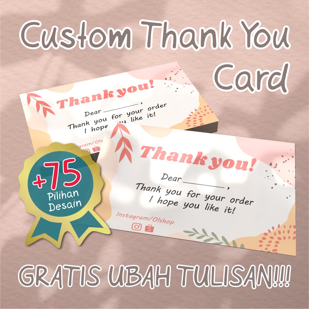 Jual Gratis Desain Custom Thank You Card Thanks Card Kartu Ucapan