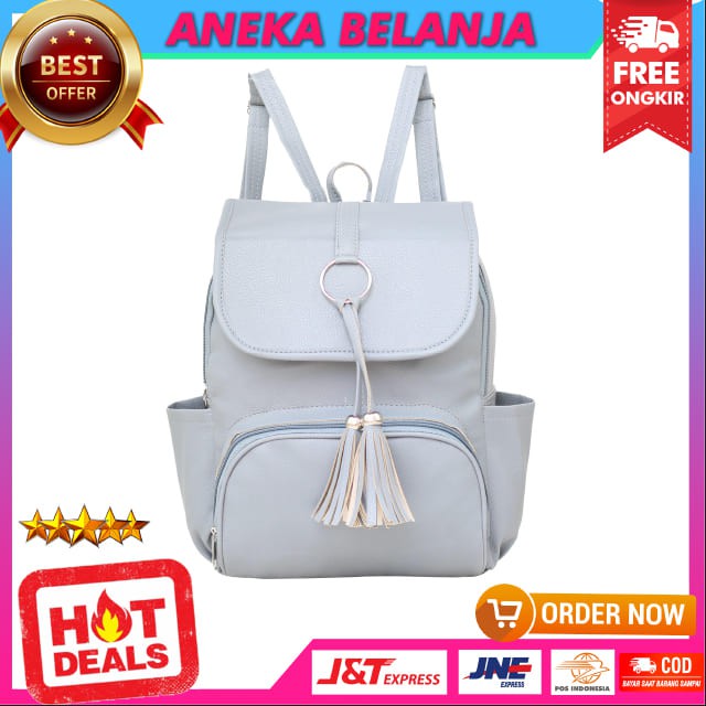 Tas Ransel Wanita Kekinian Model Zerita Warna Grey Tas Cewek Cocok Untuk Hangout Multifungsi Ekonomis