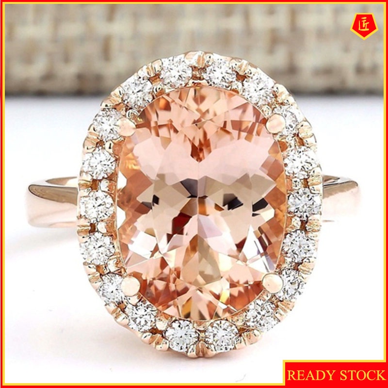 [Ready Stock]Creative Champagne Topaz Ring Personality Fashion