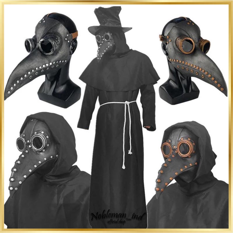 Topeng Paruh Burung Gagak Topeng Burung Plague Doctor Bahan Lateks