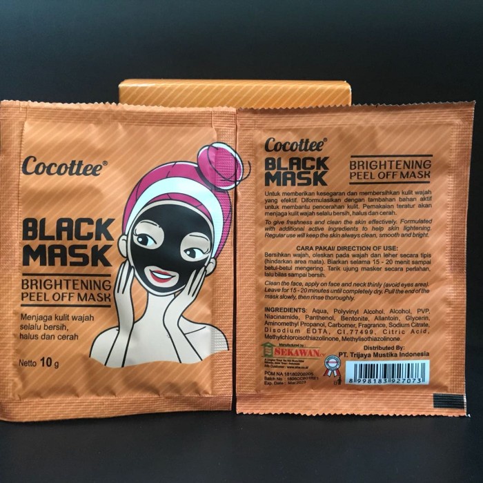 (SASET) COCOTTEE BLACK MASK MASKER WAJAH PEEL OFF BPOM BRlGHTENING PRIA WANITA