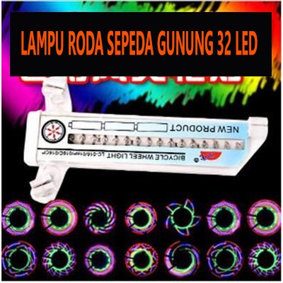 Lampu Ban Sepeda 32 LED Dua Sisi Warna Warni Waterproof