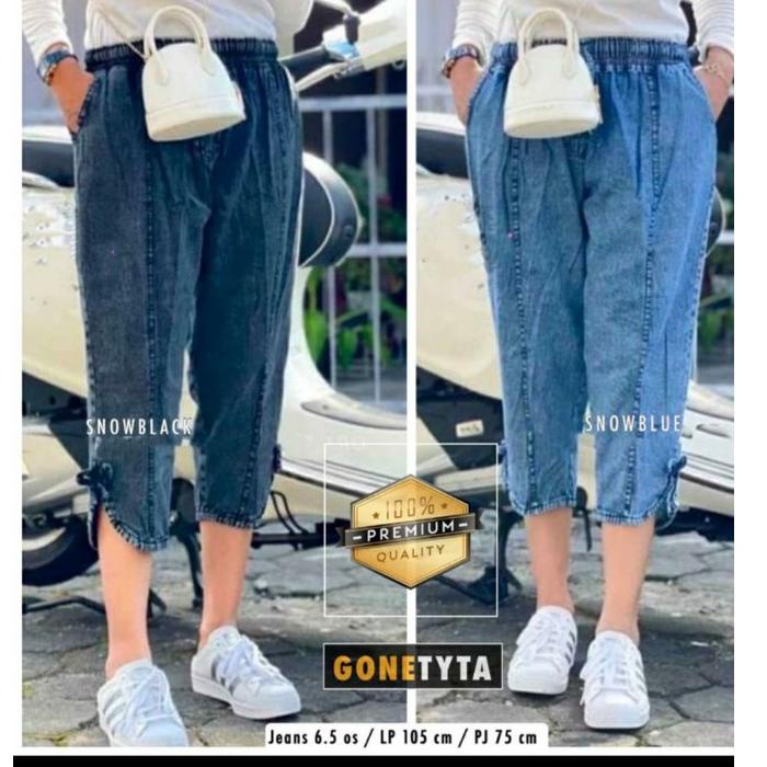 Celana Jeans Wanita Jumbo Gemini Pants Snow Jins 7/8 Pita