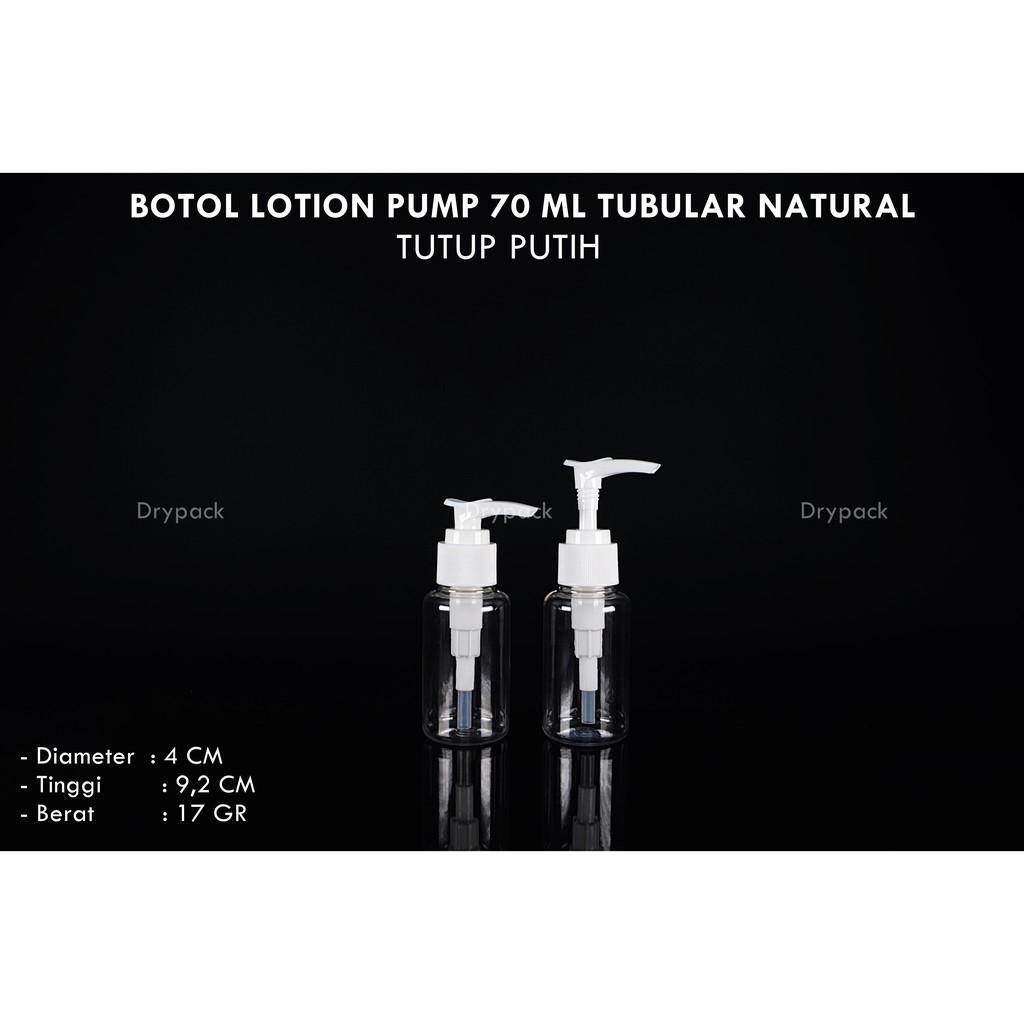 Botol Lotion Pump 70 ml Tubular Natural Tutup Putih