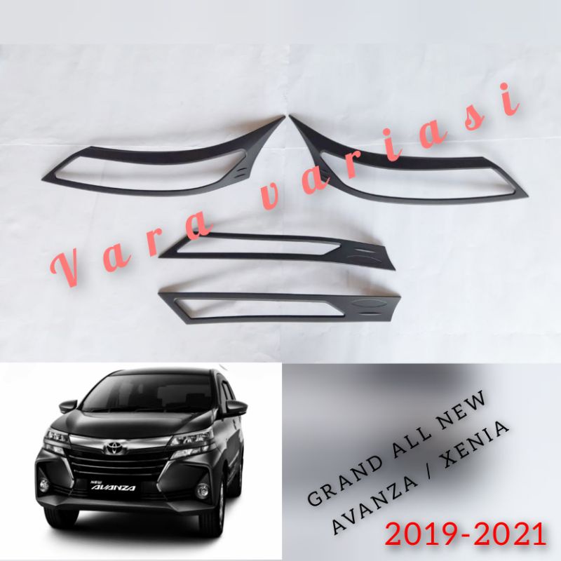 GARNIS LAMPU COVER LIS LIS LAMPU DEPAN MOBIL AVANZA 2019 HITAM DOFF