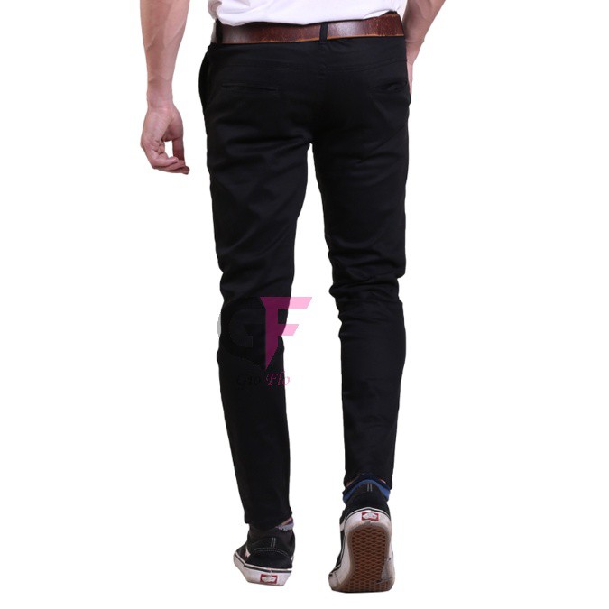 GIOFLO Celana Panjang Pria Celana Chino Kekinian Hitam / CLN 718