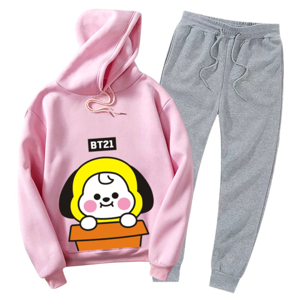 BESS - Setelan Hoodie Wanita Murah / Setelan Hoodie + Jogger Abu - CIMY BW