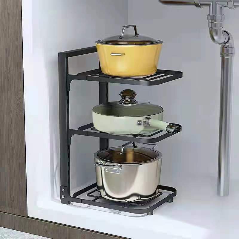 kitchen pot holder multi-layer storage rack Narrow slot frame countertop corner put the pot under sink cabinet Internal storage