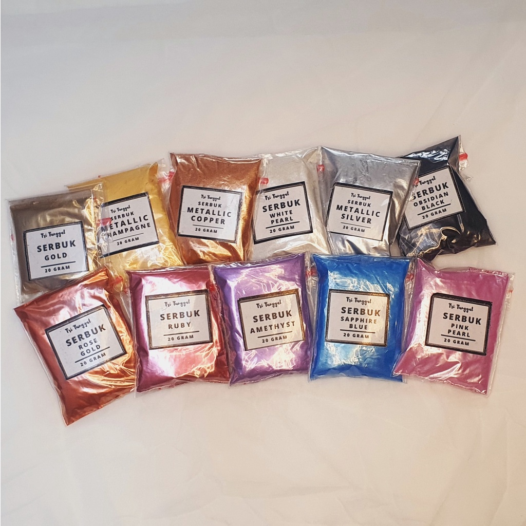 Serbuk Metallic Premium 20gr Powder Kilau Pigmen Metalik Cat Reflektif Tembaga Aluminium Bubuk Lapis