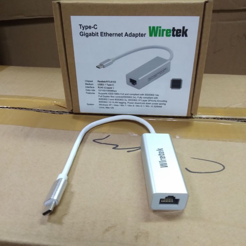 Wiretek USB Type-C to LAN Gigabit Adapter