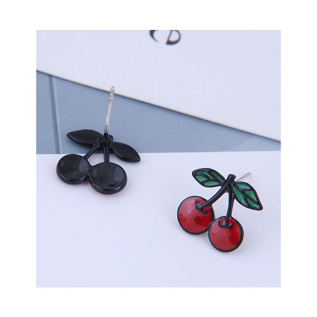 LRC Anting Tusuk Fashion Red Cherry Contrast Stud Earrings A60193