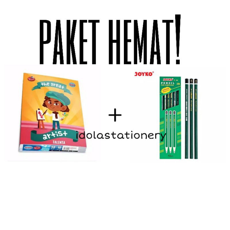 

Buku tulis sidu isi 38 lembar + pensil joyko p88 isi 12 pcs