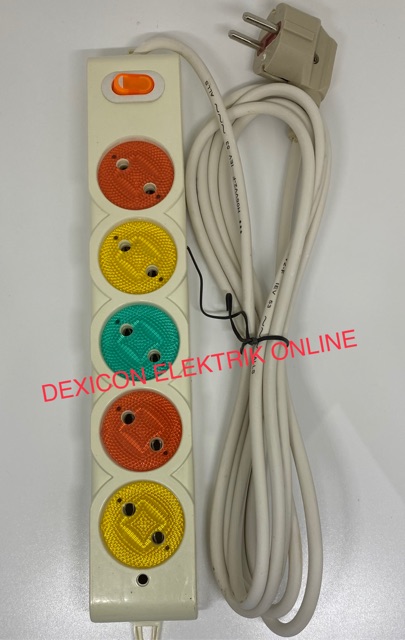 Stop kontak gepeng warna/5 lubang 3 meter/stop kontak murah/jual terminal listrik/colokan listrik