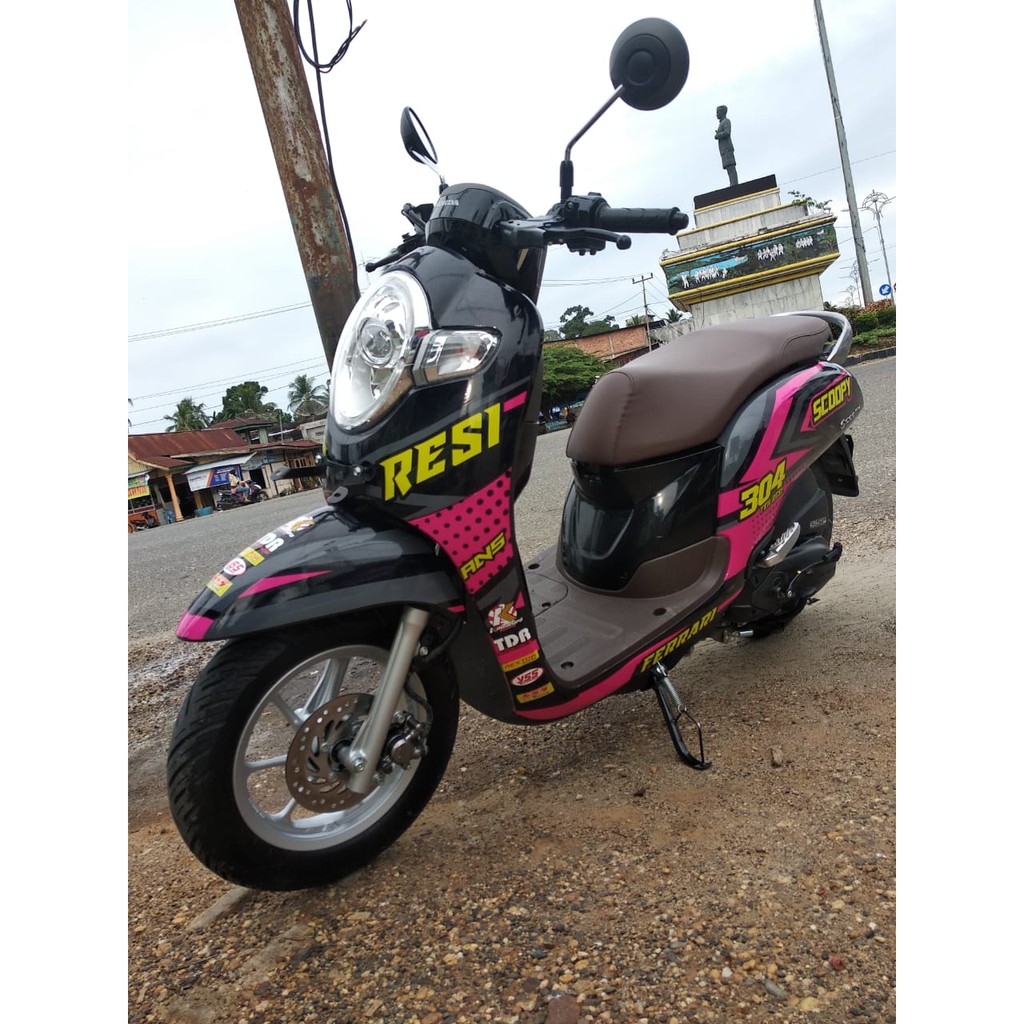 DECAL SCOOPY NEW INJEC FULL BODY SCOOPY 2020 FULL BLOK STIKER FULL PINK HITAM