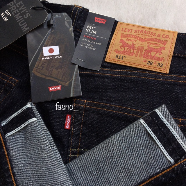 LEVIS 511 SELVEDGE MADE IN JAPAN Rinse. Dark Indigo. ORIGINAL