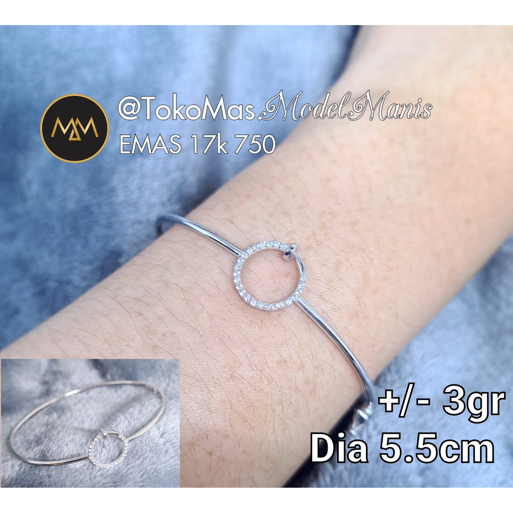 Gelang Paku bulat emas putih 750 kadar 17k