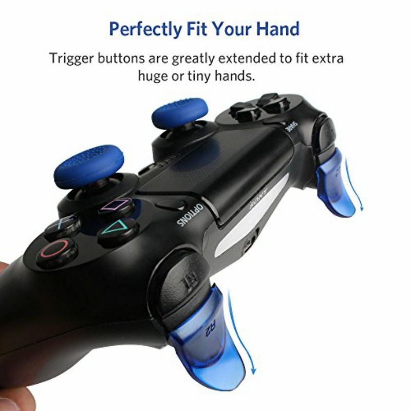 Simple Analog Buttons &amp; L2 R2 Trigger Caps Set for Sony PS4 Playstation Controllers FPS Games, Blue
