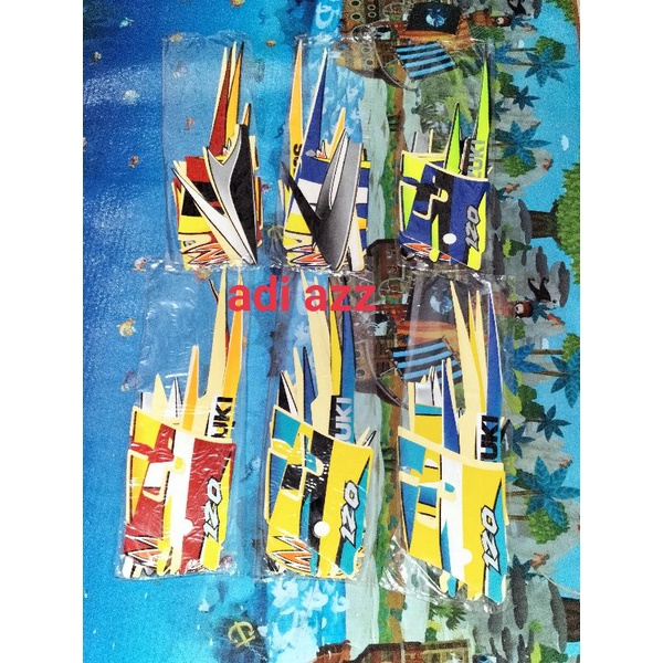striping stiker lish full body satria hiu lscm biru hitam putih kuning hitam putih merah hitam putih