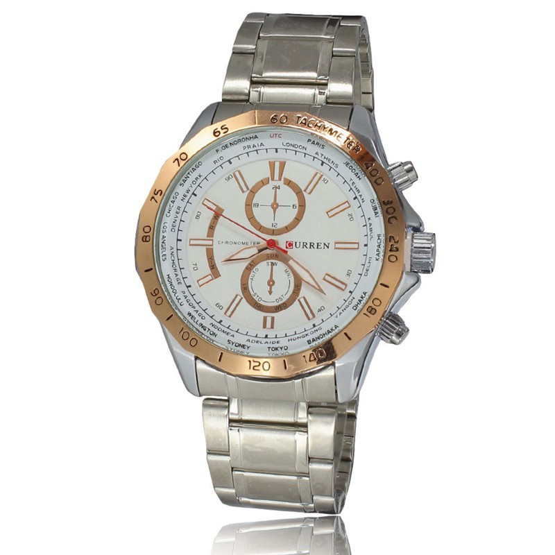 

Jam Tangan Pria CURREN Men'S Quartz Watch Sports Three Dial Waterproof Stainless Steel Watch + Box