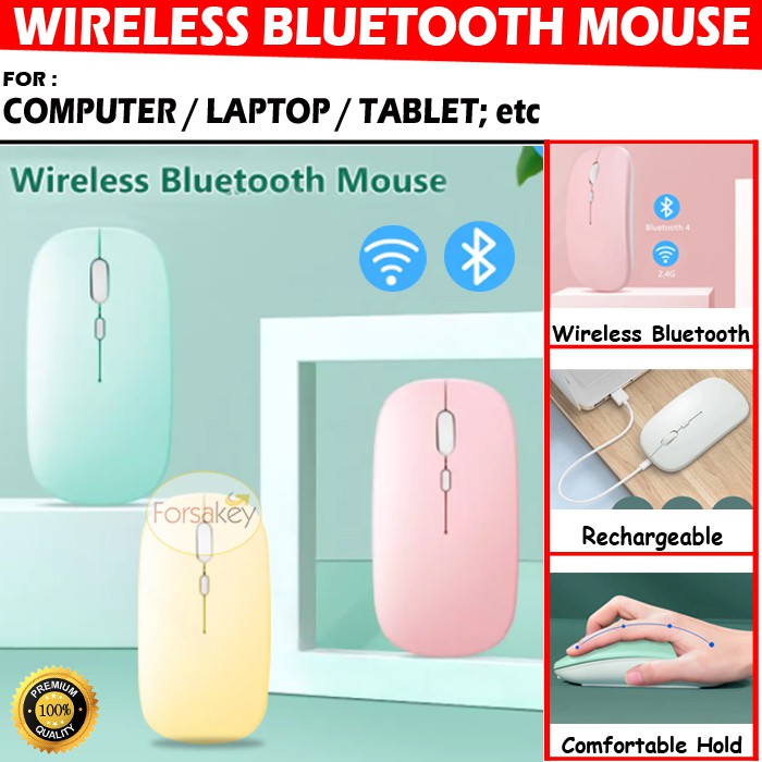MOUSE Wireless Bluetooth Mose Tanpa Kabel iPad Tab Tablet Samsung Laptop Macbook Komputer Asus Dll