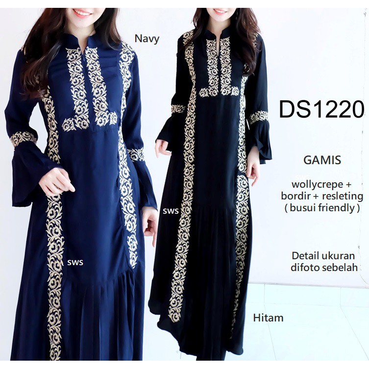 DS1220 - HOMEY DRESS WOLLYCREPE BORDIR DRESS MUSLIM KONDANGAN WANITA BUSUI FRIENDLY GAMIS MURAH