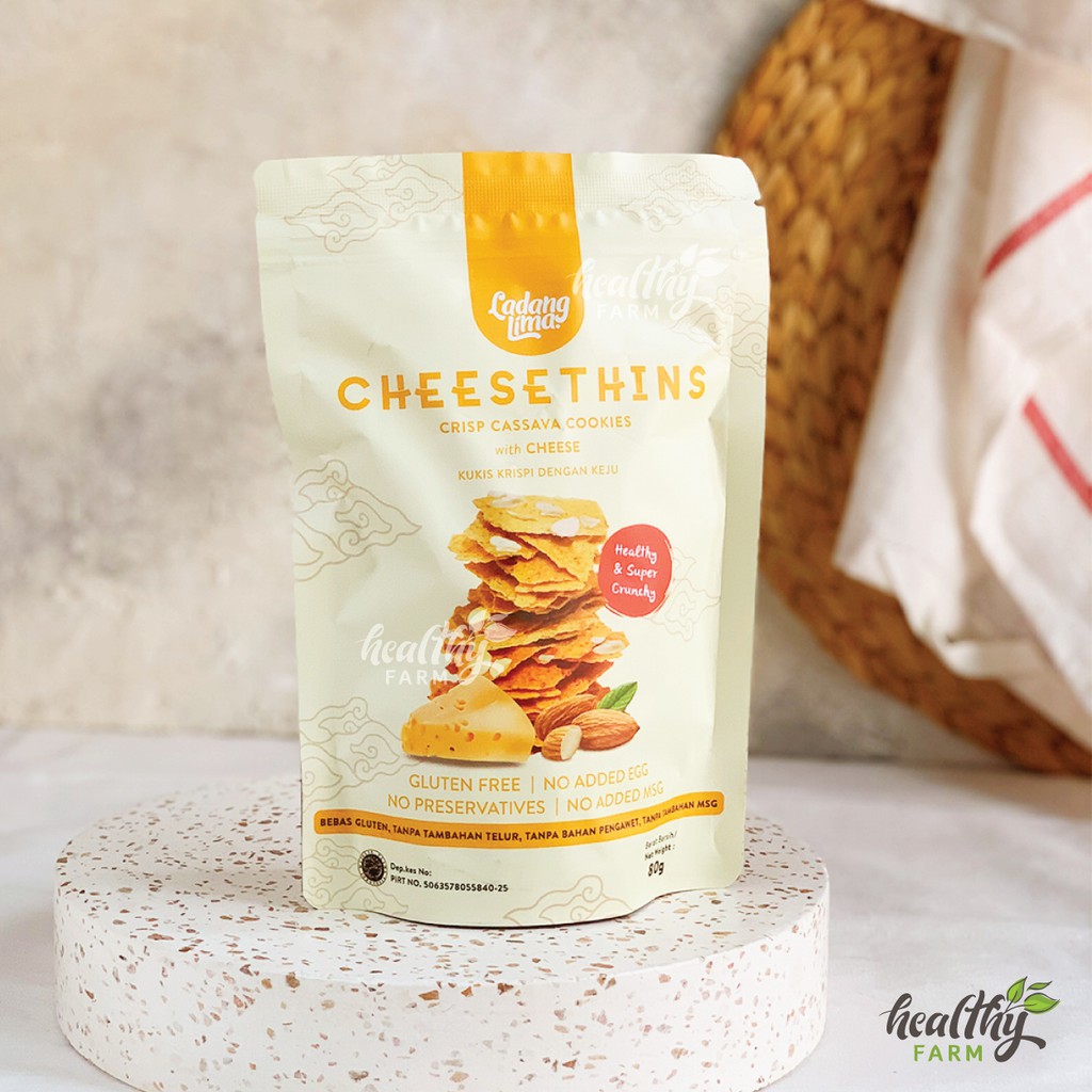 

Ladang Lima Cheesethins - Cheese Gluten Free Cookies With Almond 80g