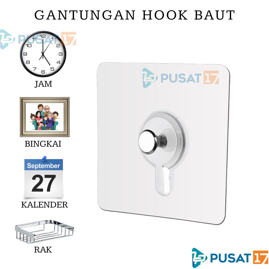 TEMPELAN HOOK BAUT PAKU / TEMPELAN DINDING AJAIB BAUT GANTUNGAN HOOK MAGIC TEMPEL PEREKAT TANPA BOR
