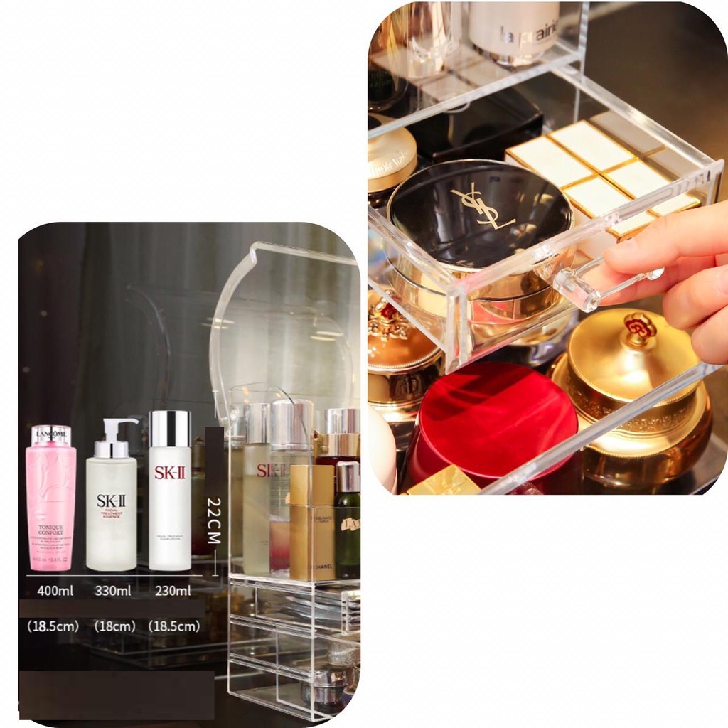 Rak Akrilik Kosmetik Kotak Makeup Storage Organizer Tempat Penyimpanan Kosmetik Acrylic Transparant