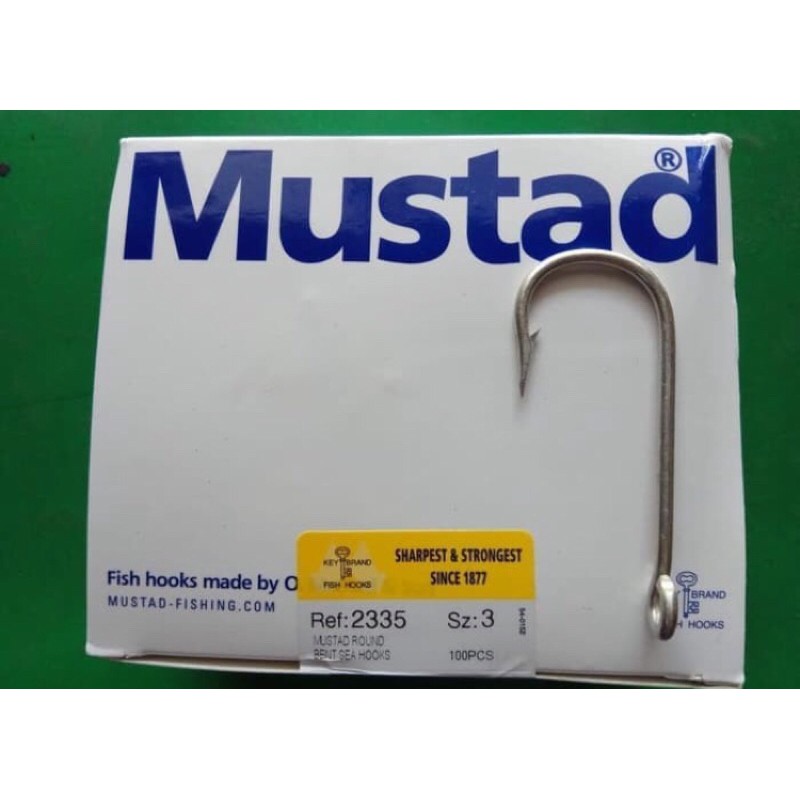 Mata Pancing Kail Mustad Round Bent Sea Hooks Tipe 2335 No 3 Panjang 7cm Harga yang diproduk per pcs