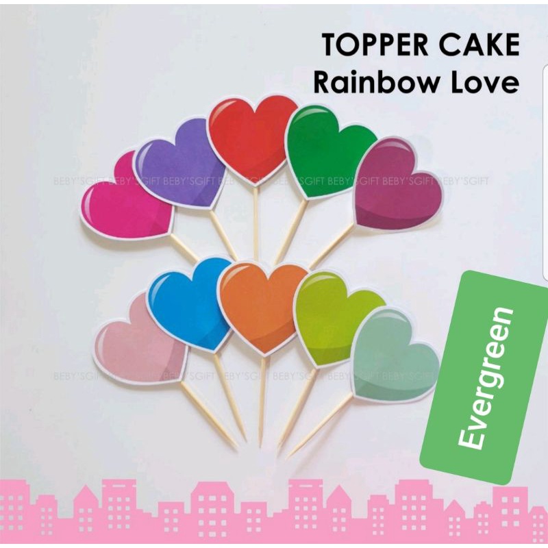 

[isi 5] Topper Cake Rainbow Love Hiasan Kue Ulang Tahun