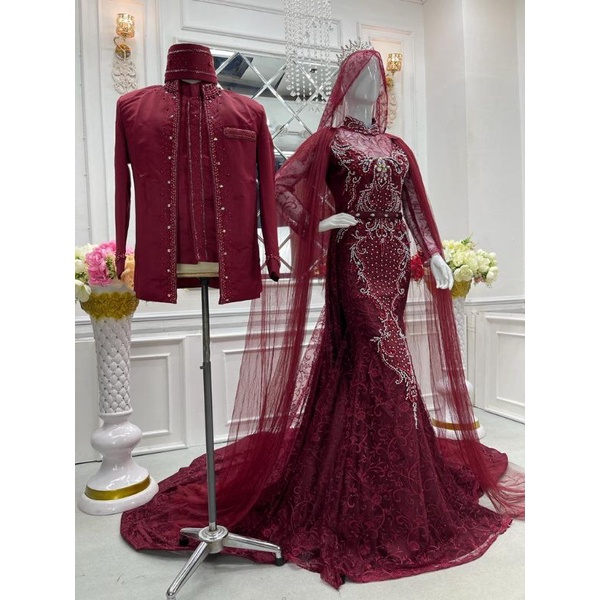 Gaun pengantin couple/gaun pengantin duyung mutiara