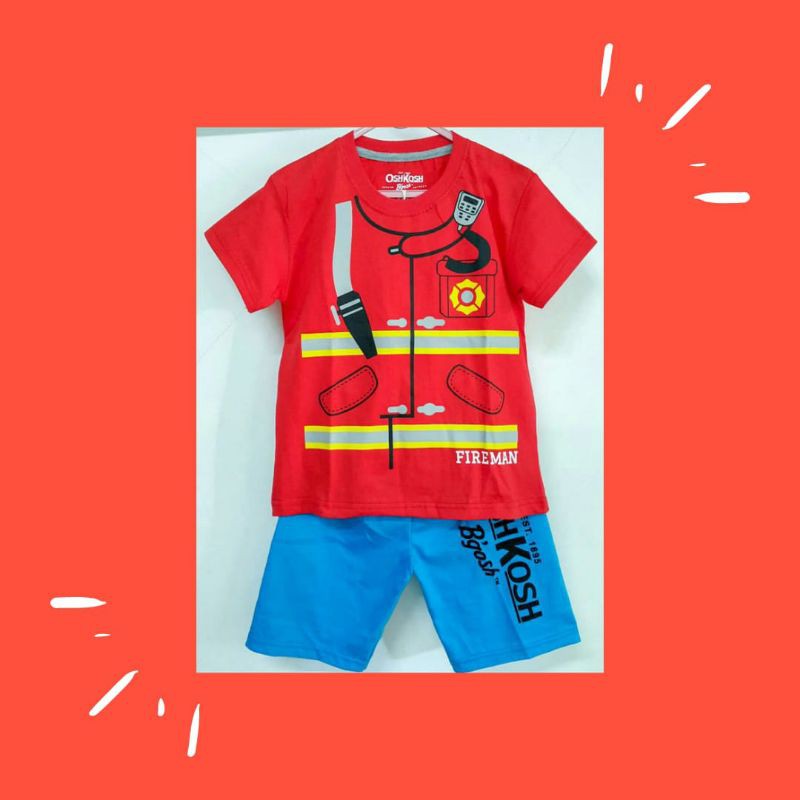 OSHKOSH | SETELAN KAOS DAN CELANA ANAK LAKI-LAKI FIREMAN