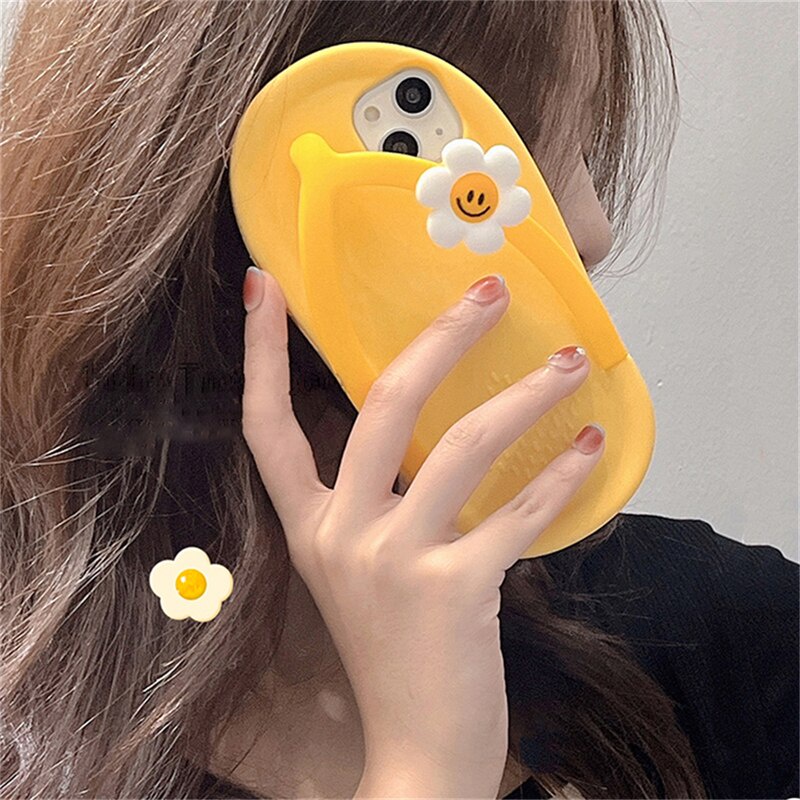 Soft Case Silikon Motif Kartun Bunga Matahari 3D Untuk iPhone 13 12 11 Pro XS Max X XR 7 8 Plus