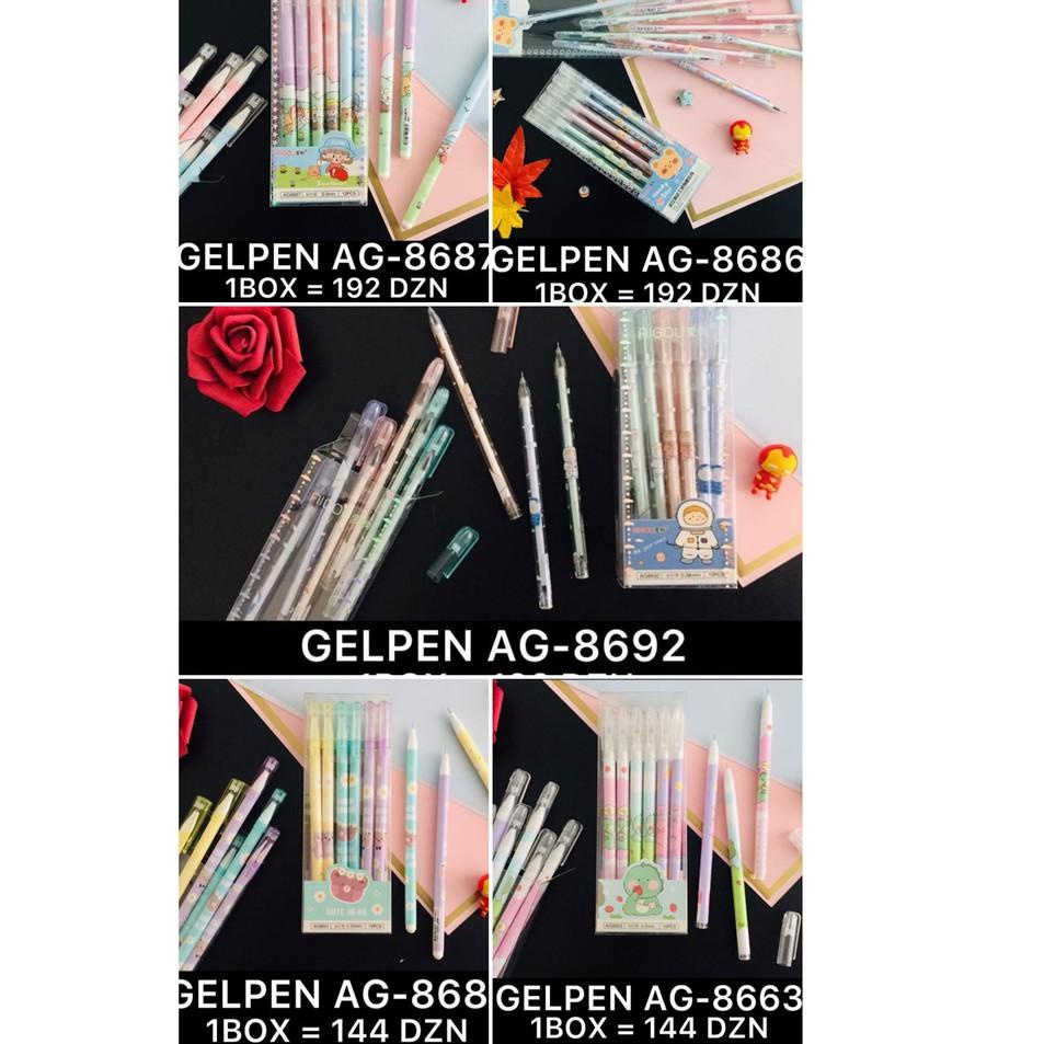 

(PALING DIMINATI) 12 Pcs/ 1 Lusin Bolpen Pulpen Pena Gel Mika 0,5 mm Ai Gou ANEKA Karakter