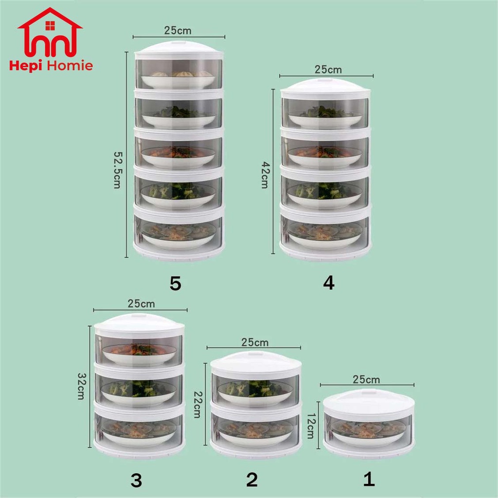 [HH] TUDUNG SAJI SUSUN / RAK TEMPAT PENYIMPANAN MAKANAN 4 TINGKAT PENUTUP SAYUR TETAP HANGAT / FOOD COVER STORAGE 5 LAYER