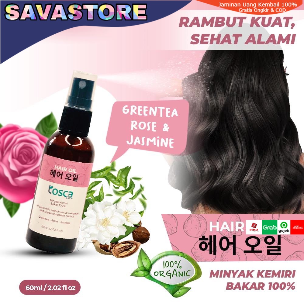 HAIR OIL TOSCA MINYAK KEMIRI BAKAR ASLI ATASI RONTOK RAMBUT 60ML