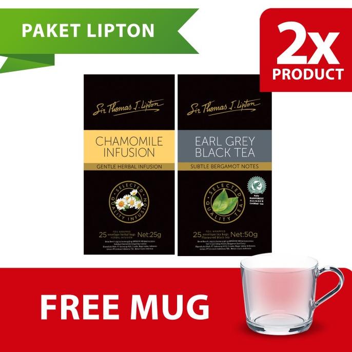

(BISA COD) Lipton Chamomile & Earl Grey STL 25S - Free Mug TERJAMIN Kode 1432