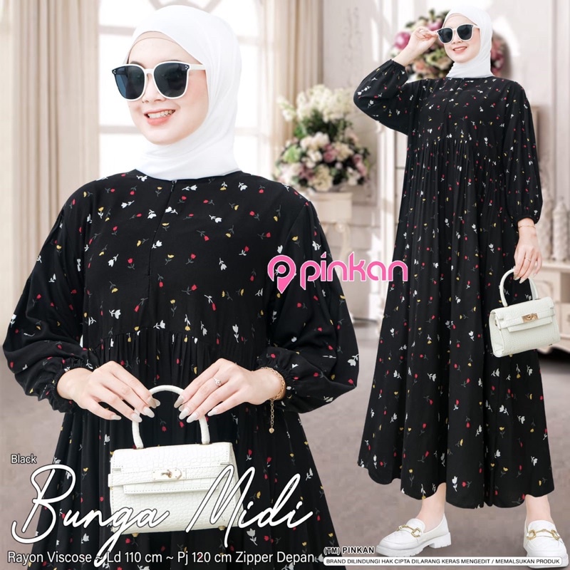 Midi Dress Rayon premium Ori by Pinkan