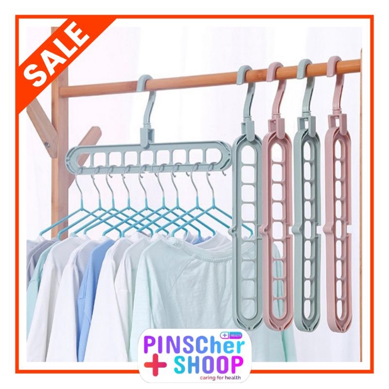 Gantungan Baju 9IN1 / Magic Hanger Celana Jilbab Handuk Syal Dasi Sapu Tangan 9 Susun Lemari / Jemuran Pakaian Celemek Kaus Kaki Ikat