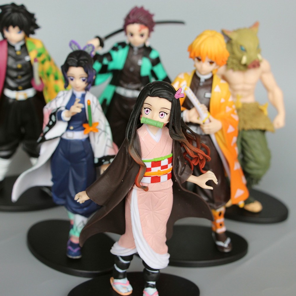 Action Figure Anime Demon Slaye Kimetsu Zenitsu Agatsuma Nezuko Tanjirou Hashibira Bahan Pvc