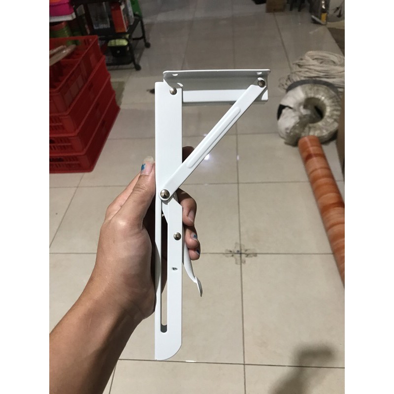 Siku Rak Dinding Lipat Stainless Besi Coating Putih