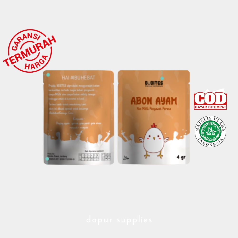 Abon Ayam Abon Mpasi Bayi 4gr / Abon Ayam Sachet Sehat Tanpa Pengawet / Abon Bayi Non MSG