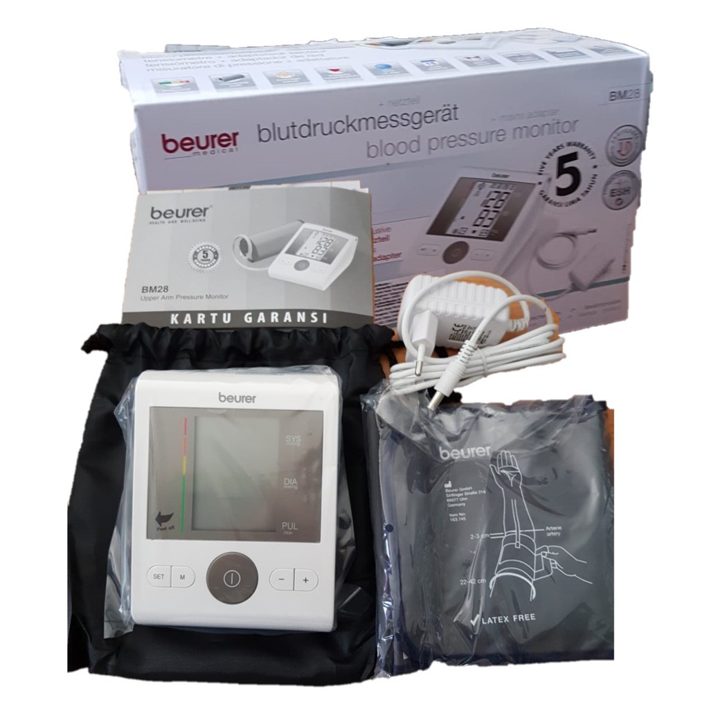 TENSIMETER BEURER BM 28 DENGAN ADAPTOR . PENGUKUR TEKANAN DARAH DIGITAL . TENSI METER BM28