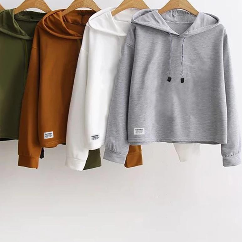 ➹ SWEATER CROP HOODIE BAHAN BEBYTERRY POLOS ⅍