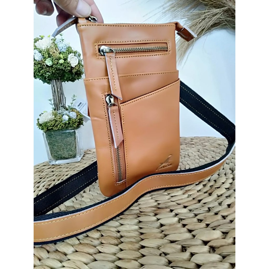 tas selempang pria kulit asli pinggang mini waistbag kulit asli garut