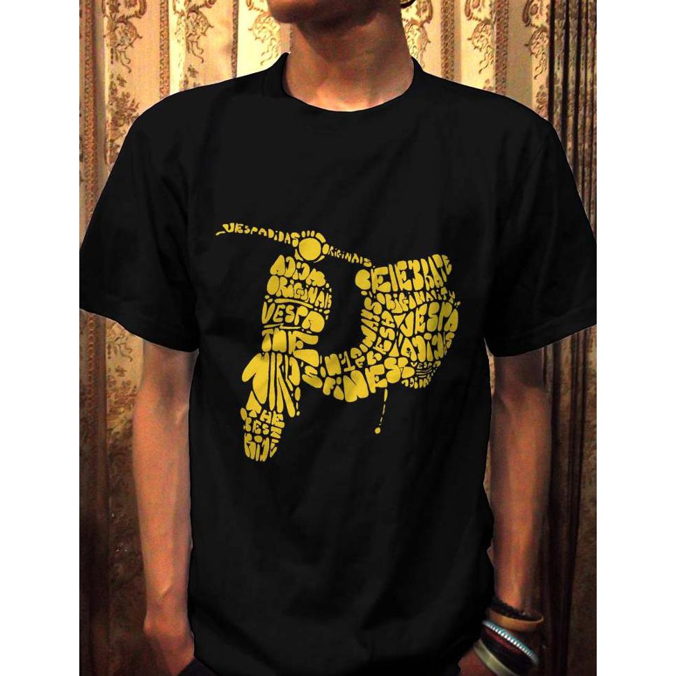 Kaos Vespa #1 typography Gold Touring, Scooter, Murah, Keren, Berkualitas