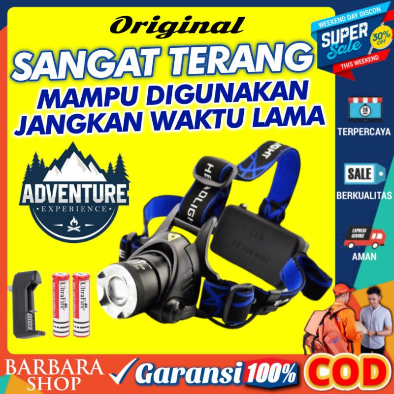 Senter Kepala Super Terang Lampu Senter Berburu Headlamp LED Cree Awet Tahan lama Jarak jauh Mancing