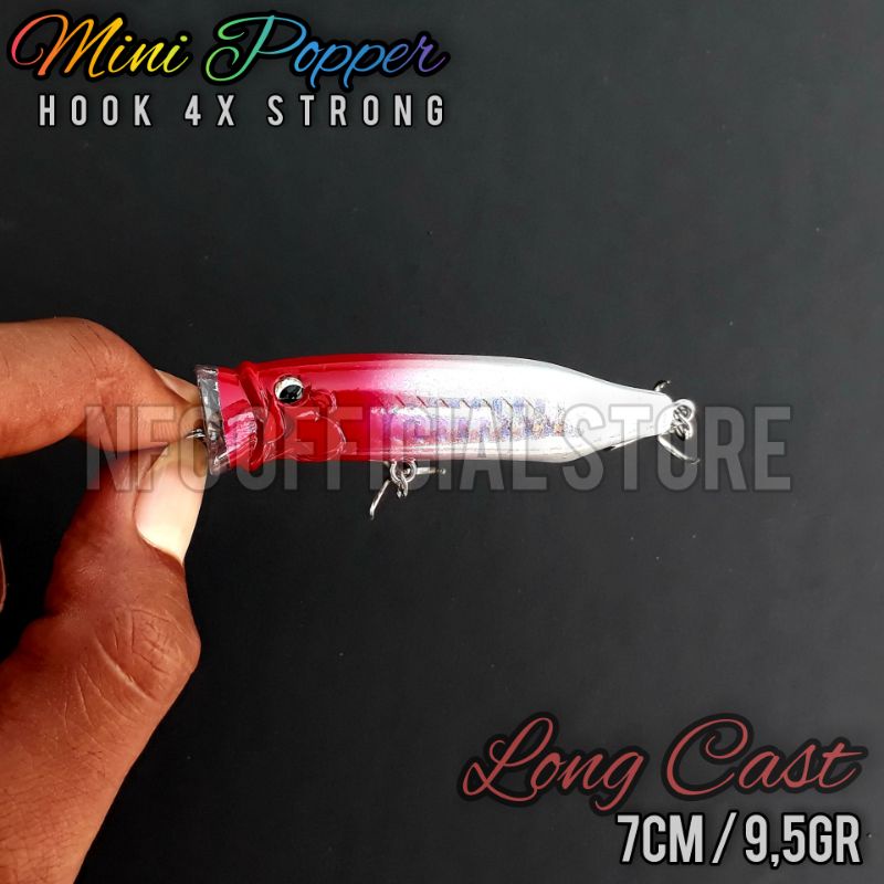 Mini Popper 7cm / 9,5gr Hook 4X Strong Long Cast dengan warna dan action KILLER